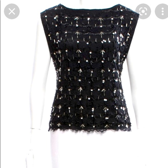 New with tags Alice + Olivia black sequin embellished party top sz XS - Picture 1 of 7
